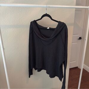 Free People Black Cowl Neck Sweater